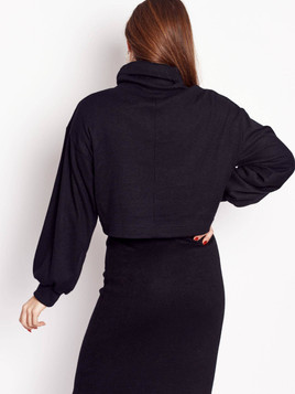 Czarny komplet sukienka bluzka z golfem Cocomore