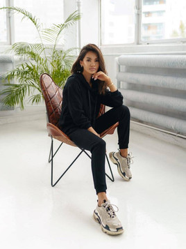 Bluza sweterkowa kaptur Cocomore czarna