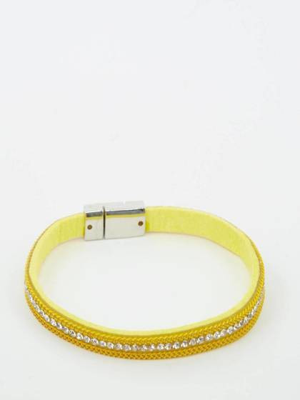 Bransoletka wąski paseczek z cyrkoniami żółta