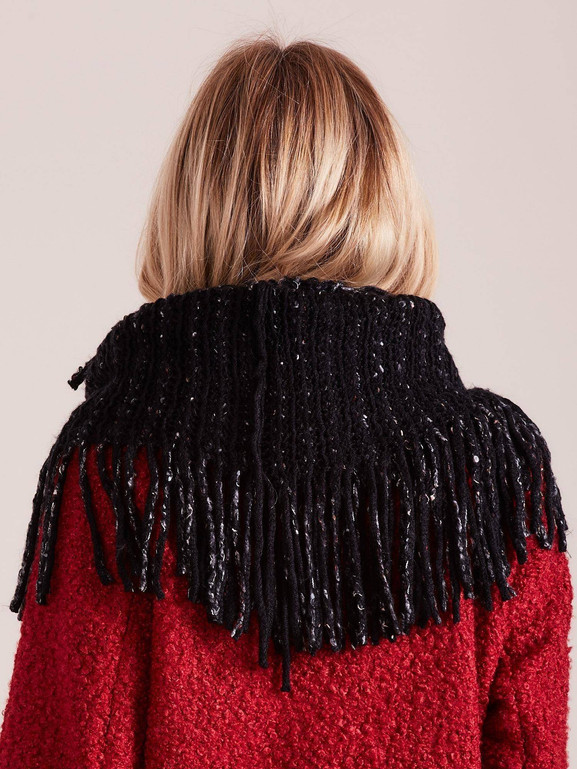 Komin ażurowy z frędzlami czarny