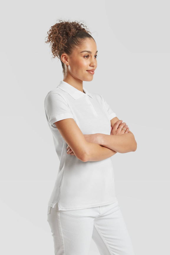 Biała koszulka damska Polo Fruit of the Loom