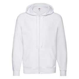Biała bluza męska z kapturem Lightweight Zip Thru Hooded Sweat Fruit of the Loom