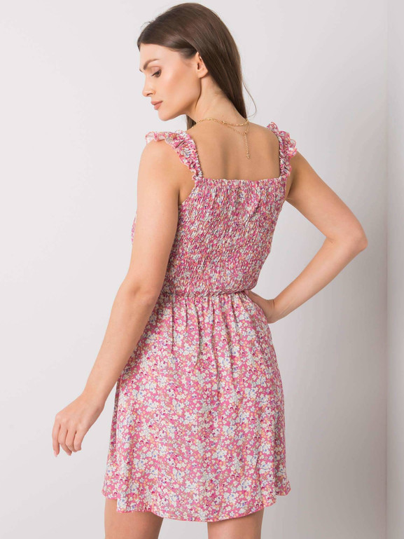 Różowa sukienka na ramiączkach z falbanką Yups