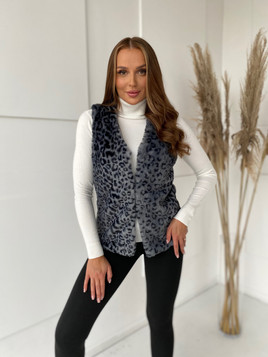 Antracytowa kamizelka damska z futerka Yups