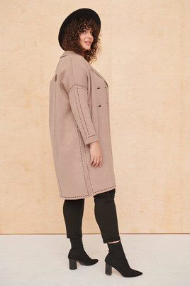 Latte płaszcz oversize fastryga Blue Shadow