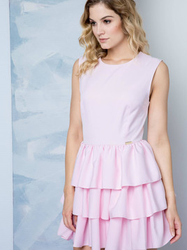 Sukienka z falbanami s. Moriss różowa