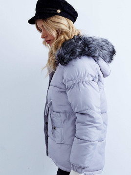 Kurtka krótka z kapturem szara