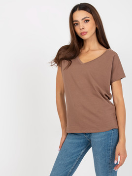 Cappuccino bawełniany t-shirt w serek BASIC