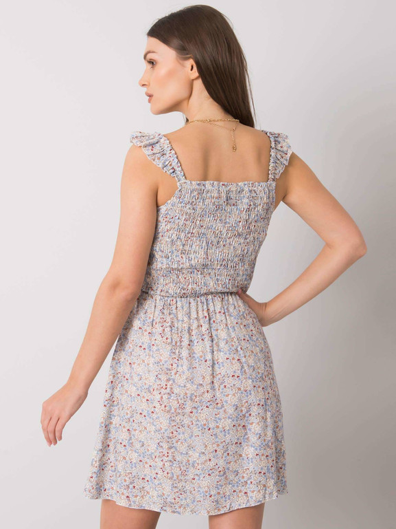 Niebieska sukienka na ramiączkach z falbanką Yups