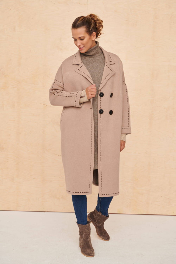 Latte płaszcz oversize fastryga Blue Shadow