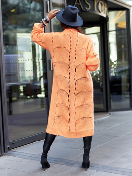 Pomarańczowy kardigan ażurowy By o la la