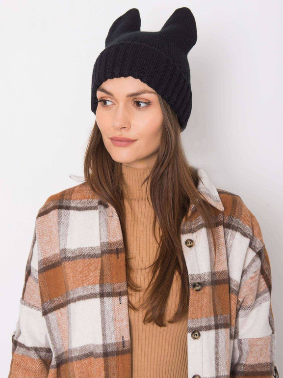 Czarna damska czapka z rogami Yups