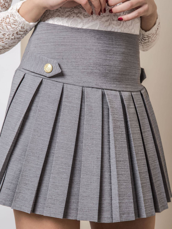 SPÓDNICA MISS CITY MINI Z GUZICZKAMI SZARA