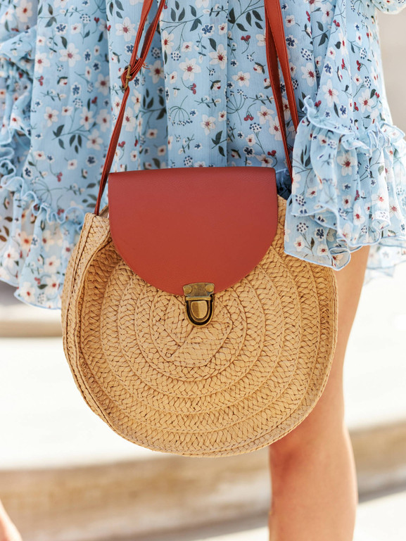 Brązowa, wakacyjna pleciona torba koszyk Yups