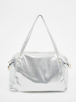 Torba zdobiona nitami srebrna