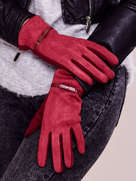 Rękawiczki dotykowe z dzianiny bordo