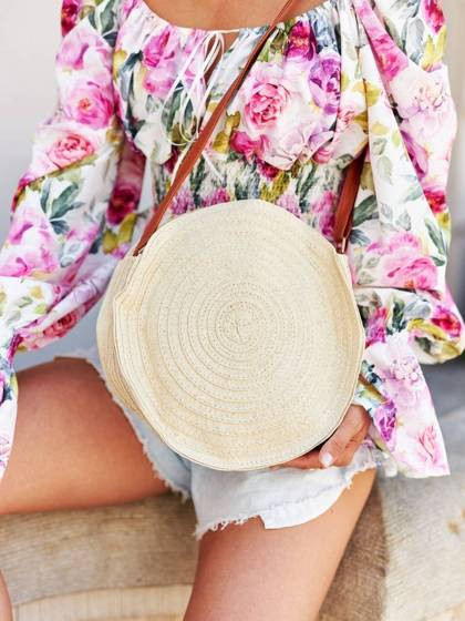 Beżowa, wakacyjna pleciona torba koszyk Yups