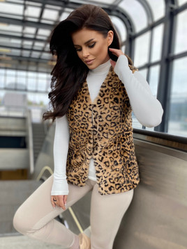 Brązowa kamizelka damska z futerka Yups