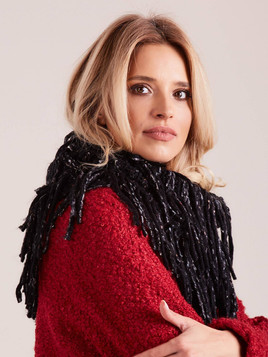 Komin ażurowy z frędzlami czarny