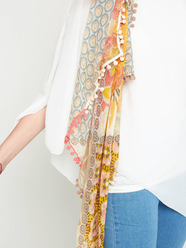 Chusta we wzory beżowo - żółta