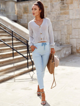 Szary kardigan z guzikami bufki Yups