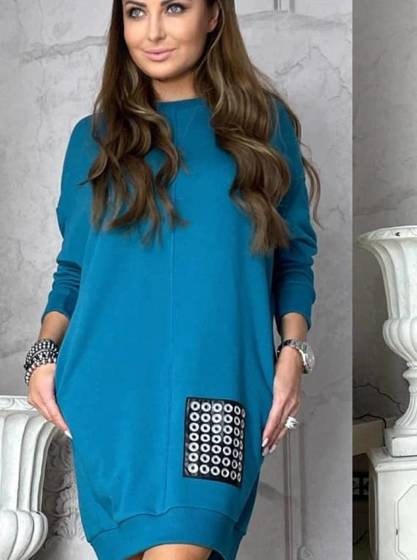 Turkusowa tunika dresowa z aplikacją By o la la