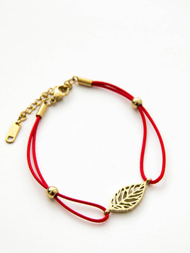 Bransoletka pozłacana ażurowy listek