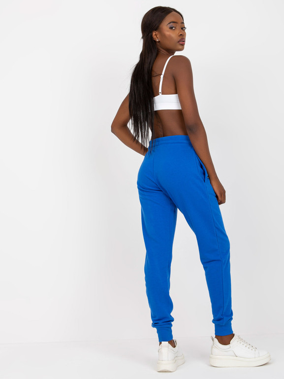 Kobaltowe klasyczne spodnie dresowe basic wiązane