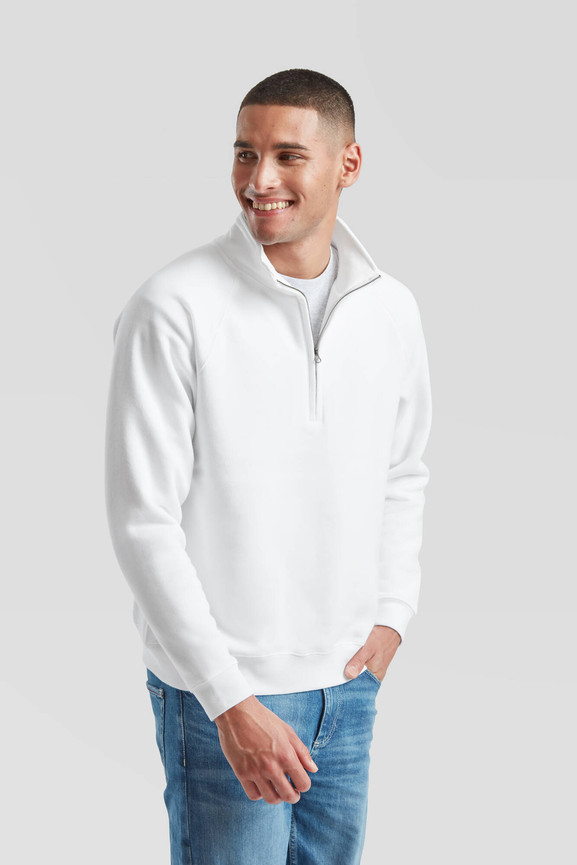 Biała bluza męska Zip Neck Sweat Fruit of the Loom