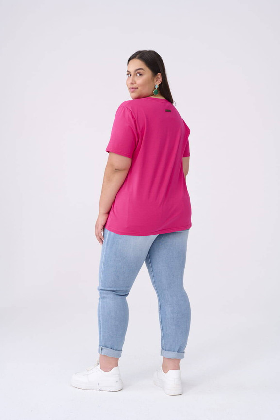 Malinowa bluzka z dekoltem w serek Blue Shadow