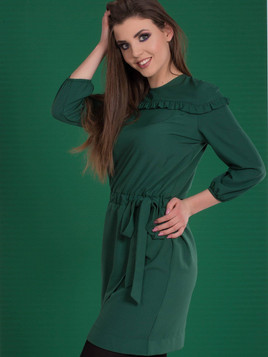 Sukienka z kopertowym dołem, wiązana zielona