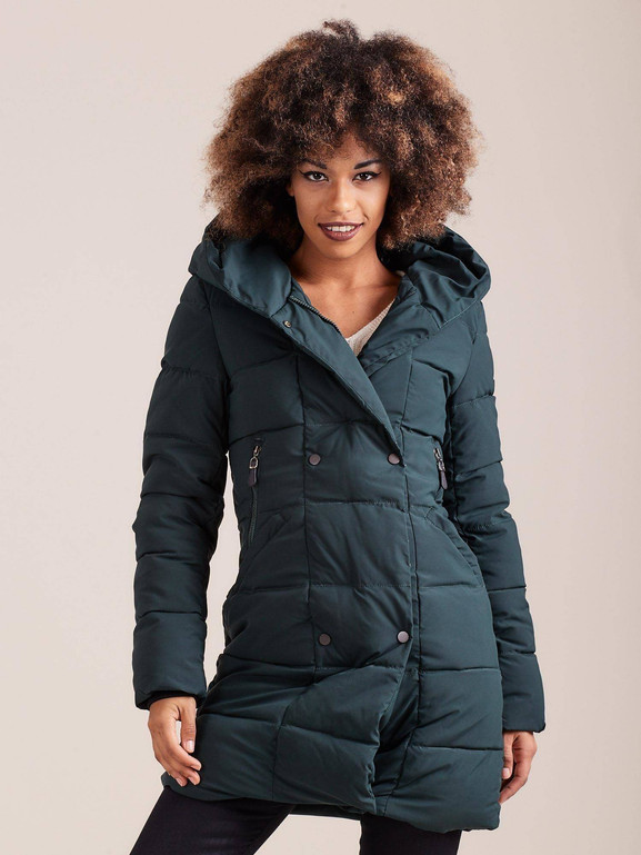 Kurtka długa slimowana zielona