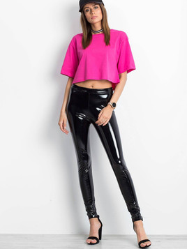 Bluzka cropped jednolita różowa