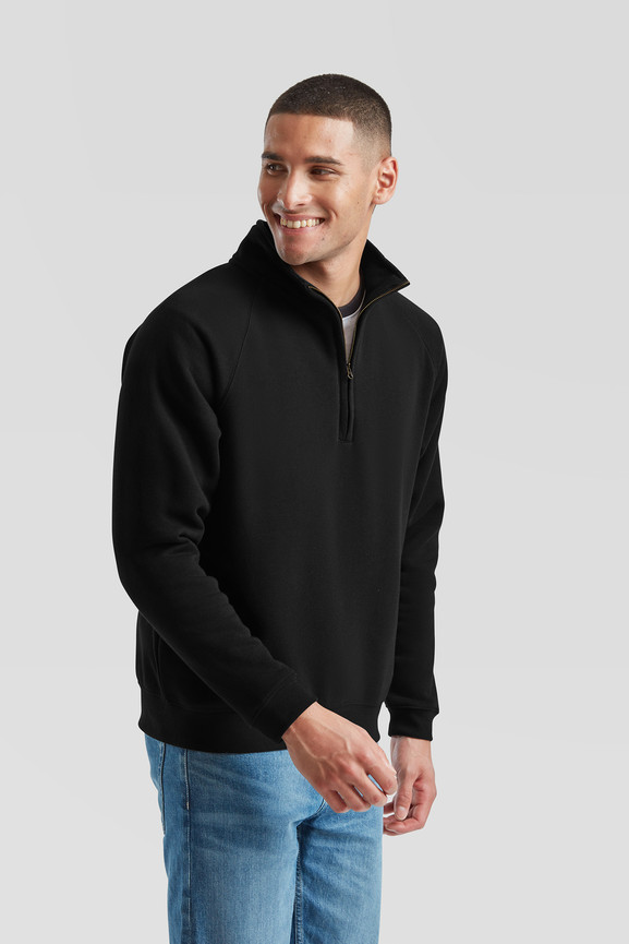 Czarna bluza męska Zip Neck Sweat Fruit of the Loom