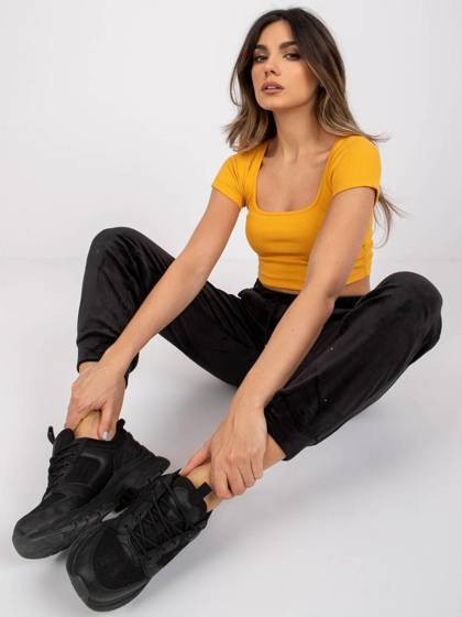 Czarne spodnie dresowe z weluru Yups