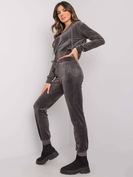 Antracytowa bluza z kapturem kangurka z weluru Yups