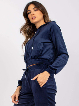 Granatowa bluza z kapturem kangurka z weluru Yups