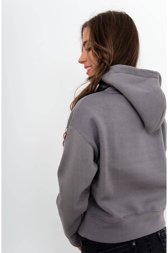 Bluza z kapturem crop szara