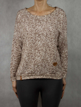 Biało-brązowa bluzka sweterkowy nadruk Mi...Mi