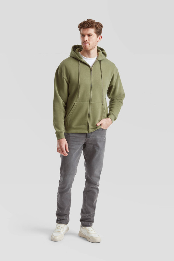 Oliwkowa bluza męska z kapturem Premium Fruit of the Loom
