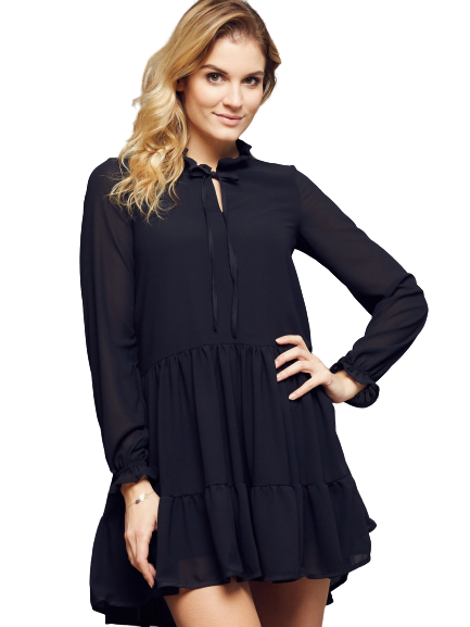 Sukienka Cocomore Boutiqe ze stójką i marszczeniami czarna