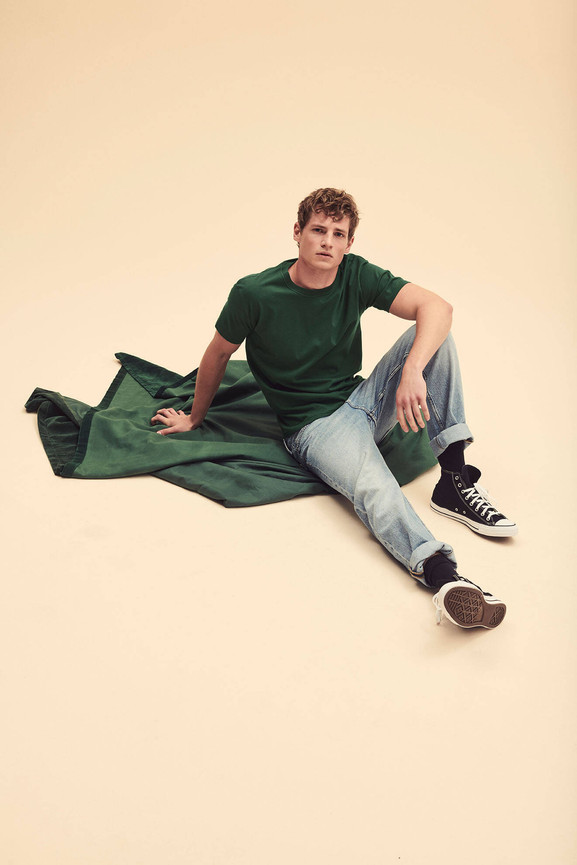 Zielona koszulka męska Iconic 195 Ringspun Premium Fruit of the Loom