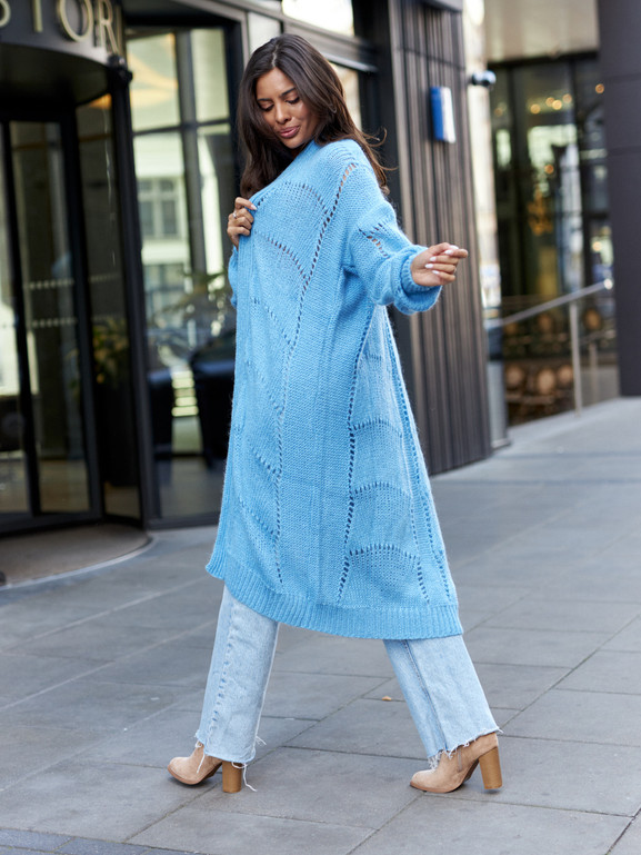 Niebieski kardigan ażurowy By o la la