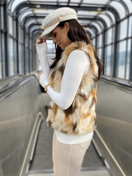 Kamizelka futrzana damska w łatki Yups