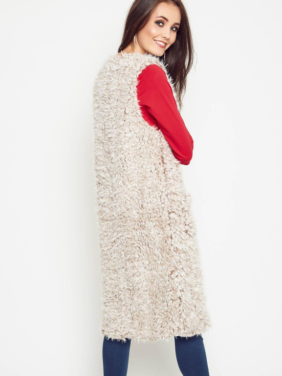 Kamizelka długa baranek jasnobrązowa