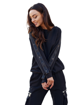 Czarna bluza z lampasami bawełna LeMonada