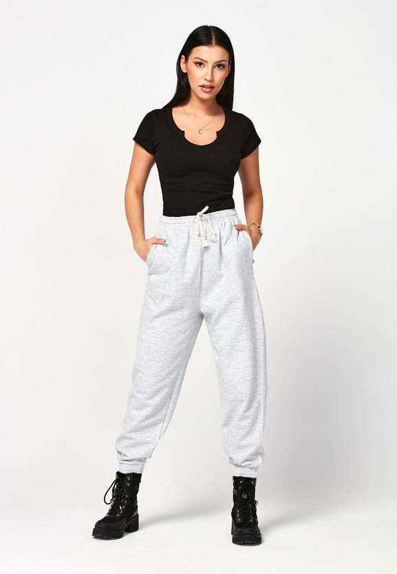 Szare spodnie bawełniane w stylu miejskim
