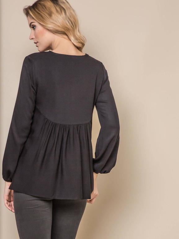 Bluzka ONE z szeroką falbaną czarna