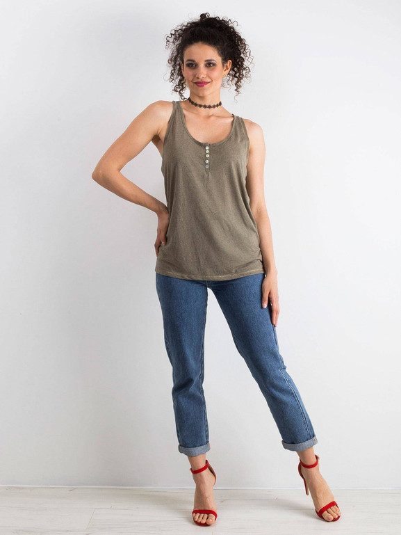 Bluzka na ramiączkach z guzikami zielona