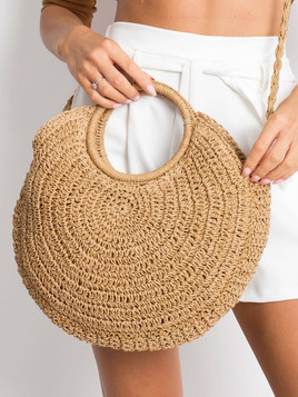 Brązowa torba pleciona z naturalnego materiału Yups